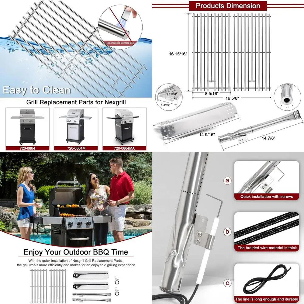 

Запасные части для гриля для 2 решеток для приготовления пищи, нагревательных пластинок, трубок горелок, воспламенителей — длинный хвостовой ключ 720-0864MA