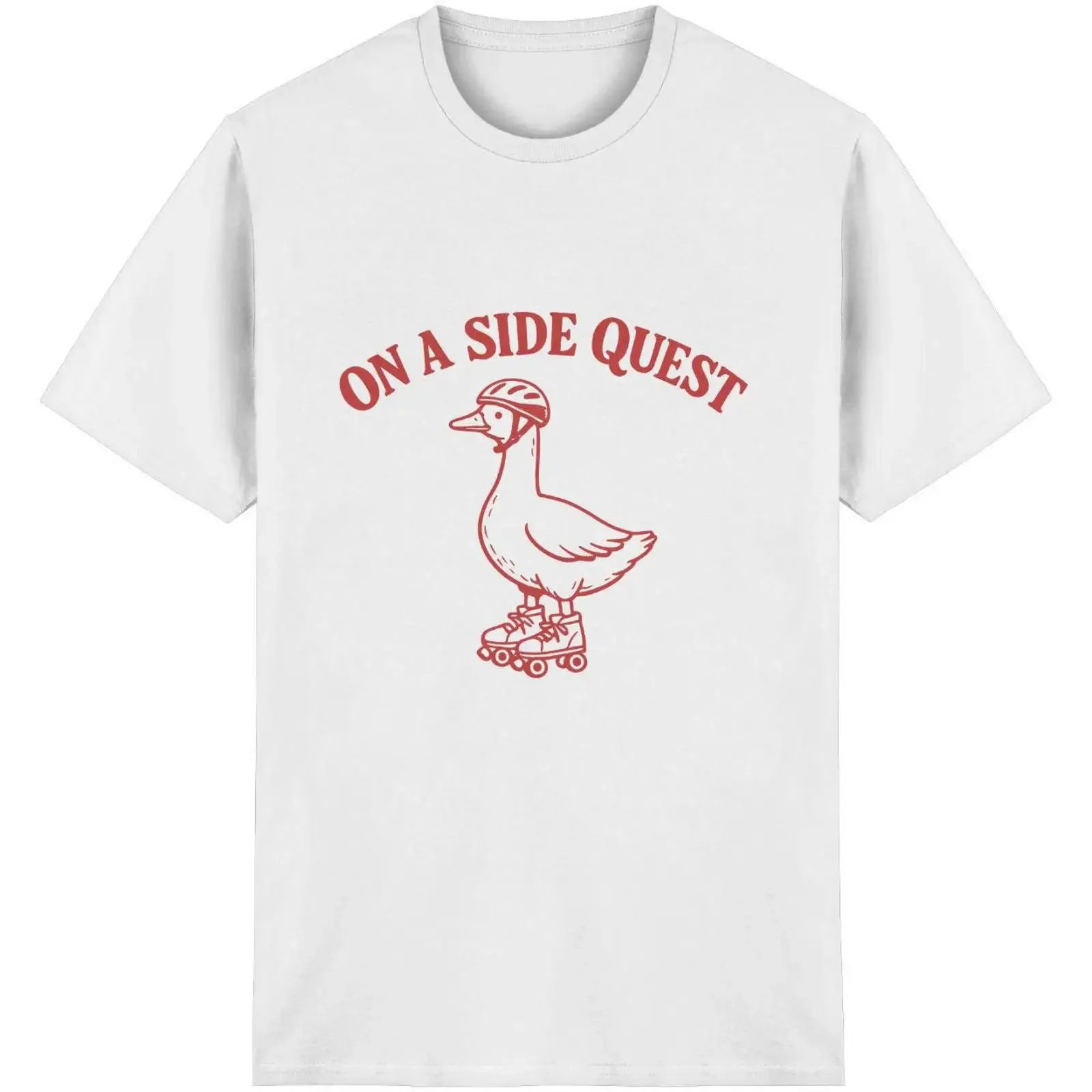 On A Side QuesT T Shirt Lustige Skating Gans Retro Meme Funny Goose Grafiktee vintage Washed Top For Everyday Wear homme