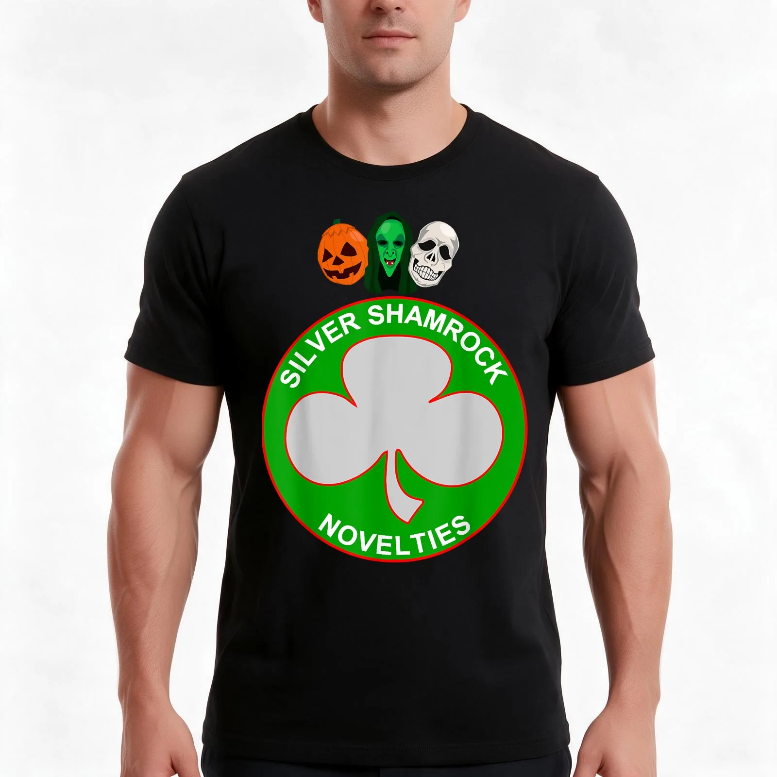 Halloween III Silver Shamrock T-Shirt, Summer Casual Cotton Tee, Oversized Streetwear Tops, Vintage Graphic Print, 100% Cotton