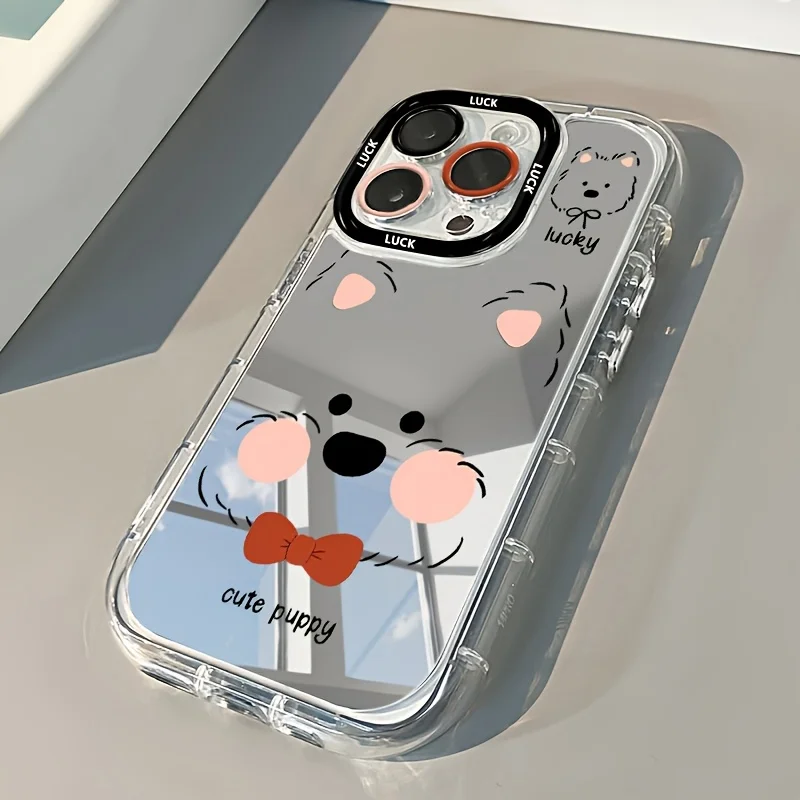 

Cute Puppy Makeup Mirror Design Phone Case For iPhone 16 17 Pro Max 15 14 13 12 11 Pro Max 16E 17E 7 8 Plus XR X XS Max Cover