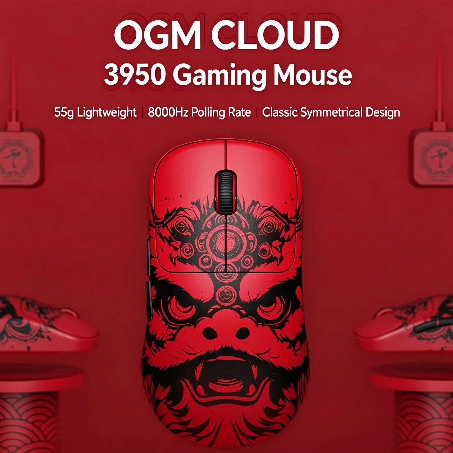 Waizowl OGM Cloud Wireless Mouse Office Mice 8K PAW3950 Tri Mode 32000DPI Lightweight Gaming Office E-sports PC Gamer Mouse
