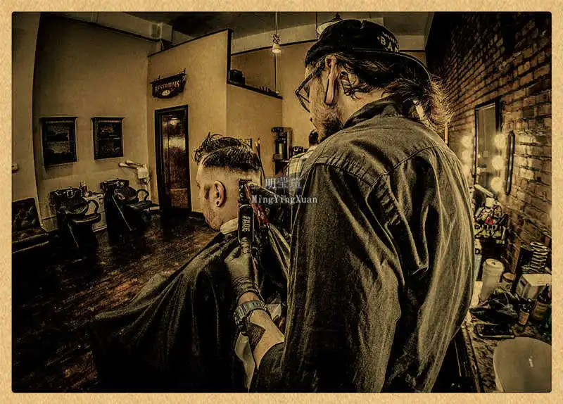 Tattoos Barber Shop Kraft Paper Poster Bar Cafe Living Room Dining Room Wall Decorative Art Paintings Wall stickers 4K HD