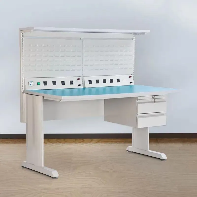 Modern Metal Workbench Desk Medium Heavy Duty Industrial Style for Office School Workshop Hospital Warehouse Factory