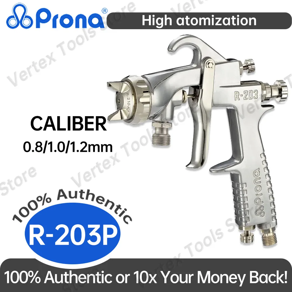 Original Prona R-203 Pressure Spray Gun High Atomization Wood Furniture Finish Painting Airbrush Heavy Duty Pneumatic Spraying