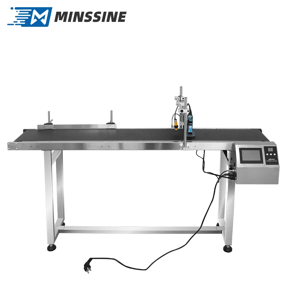12.7MM Online Batch Coding Tij Machine For Expiry Date Qr Code Tij Online Inkjet Printer With 1.5 Meter Conveyor