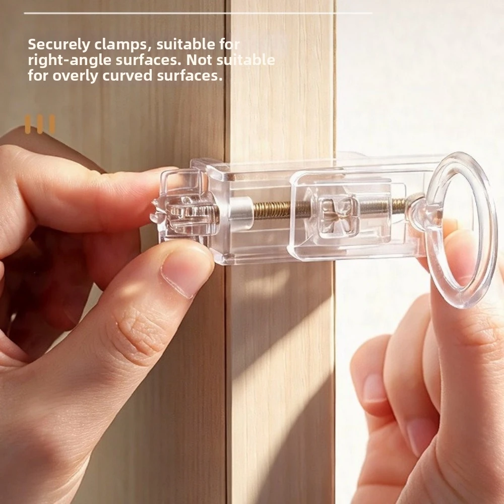 Plastic Clip-On Rod Holder Clear Adjustable Curtain Rod Bracket Horizontal Vertical Mounting Window Frame Hook