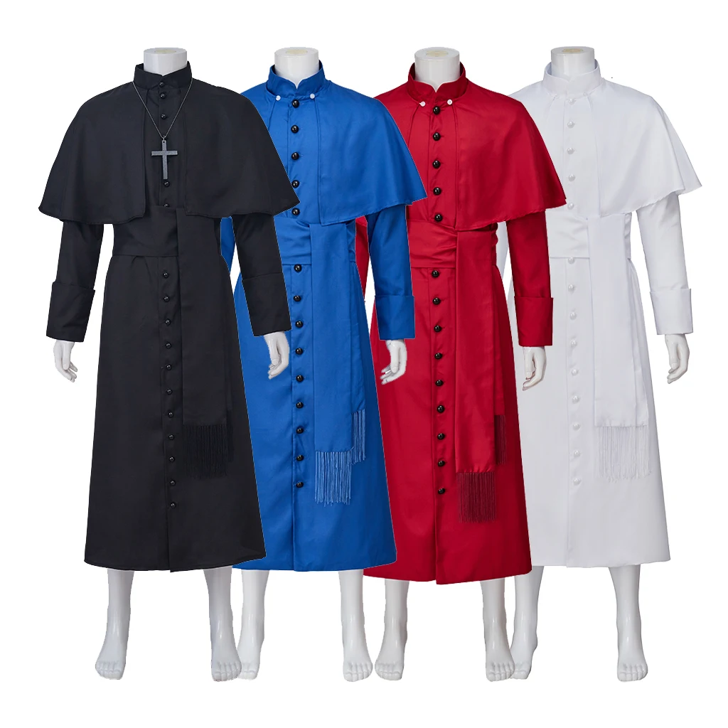 Mittelalterliches Renaissance-Priester-Cosplay-Kostüm, Kirche, Papal, Priester, Messe, Prediger, Klerus, Soutane, Halloween-Kostüm für Erwachsene Männer