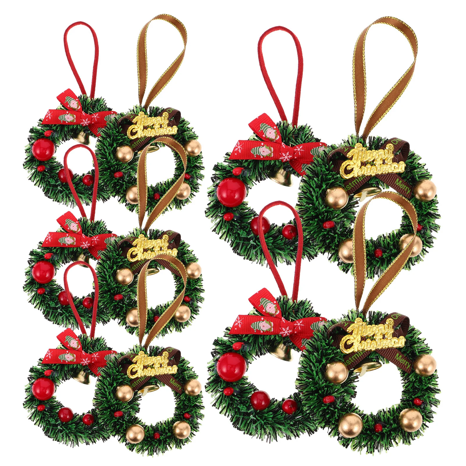 10Pcs Miniature Christmas Wreaths 2.95 Inch Compact Artificial Garland for Fireplace Holder Small Holiday Wreath