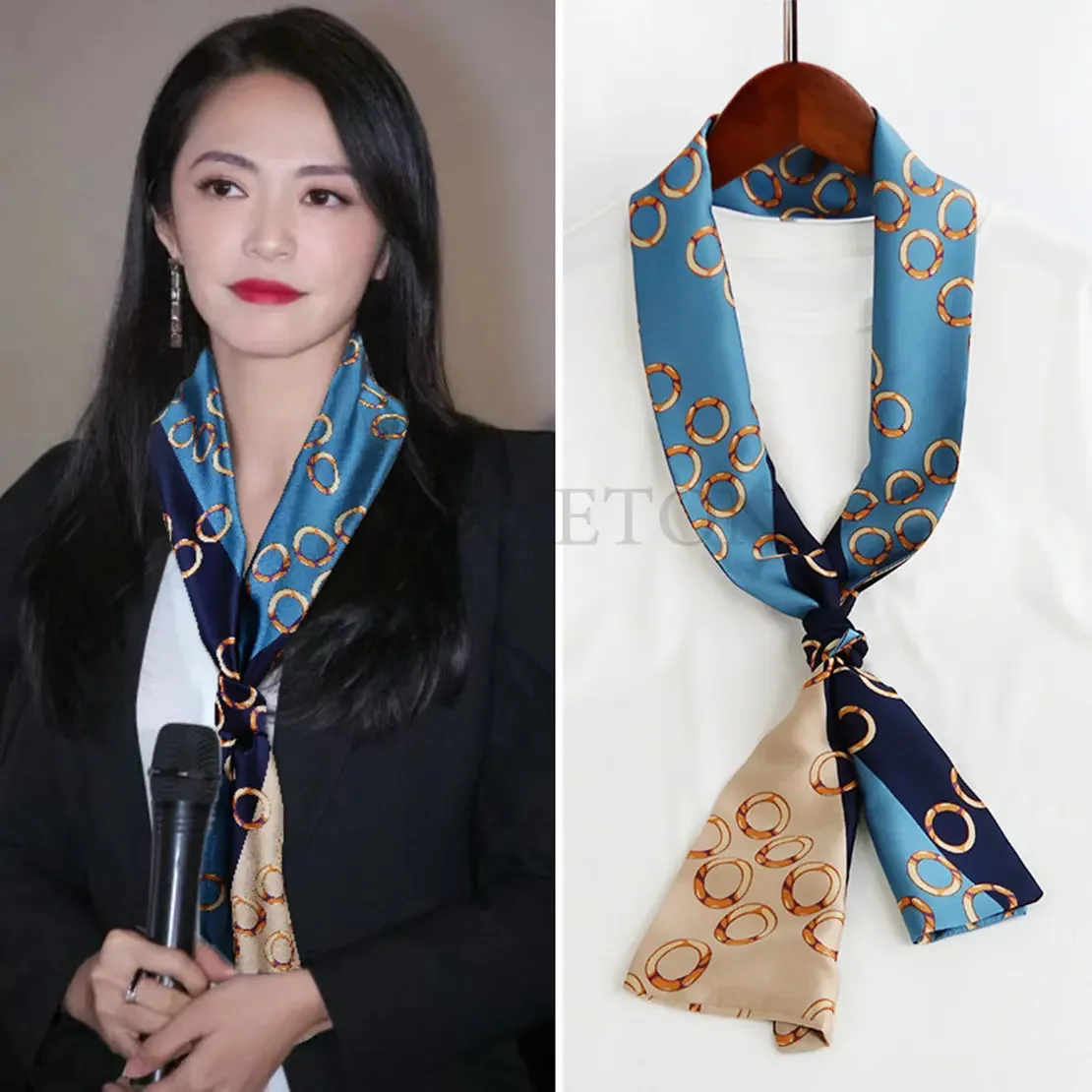 

Sale Luxuary Brand Spring Koreaon Scarfs Narrow Long Striped Satin Scarf For Women Elegant Ladies Scarves Femme Neck Scarf