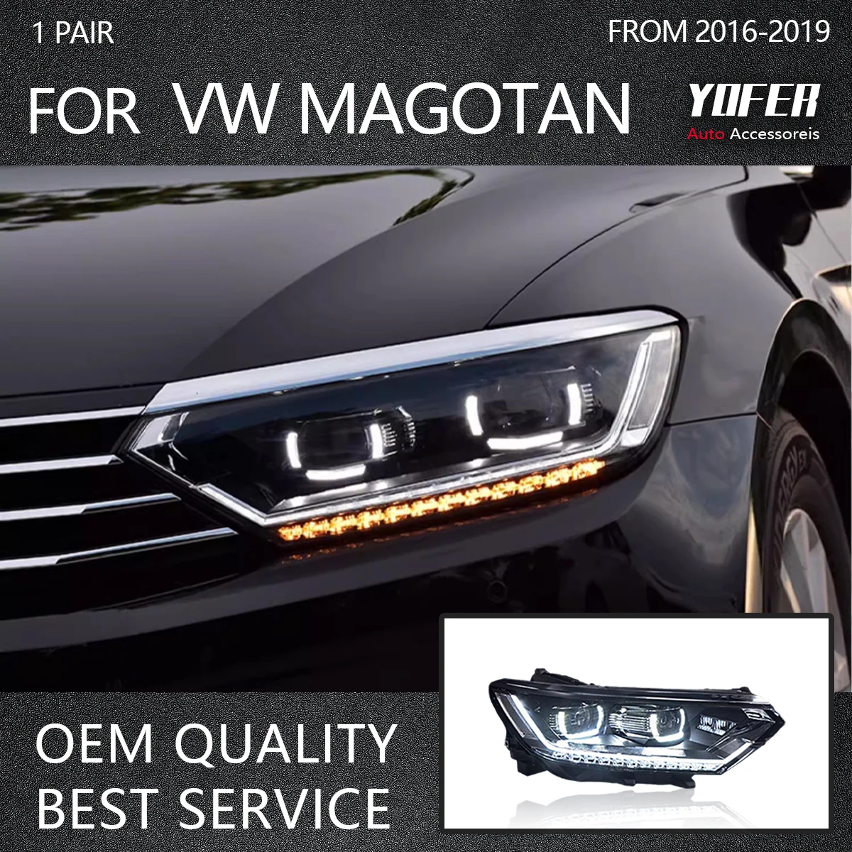 

YOFER Car Headlights For Volkswagen Magotan 2016-2019 LED Car Lamps Daytime Running Lights Dynamic Turn Signals