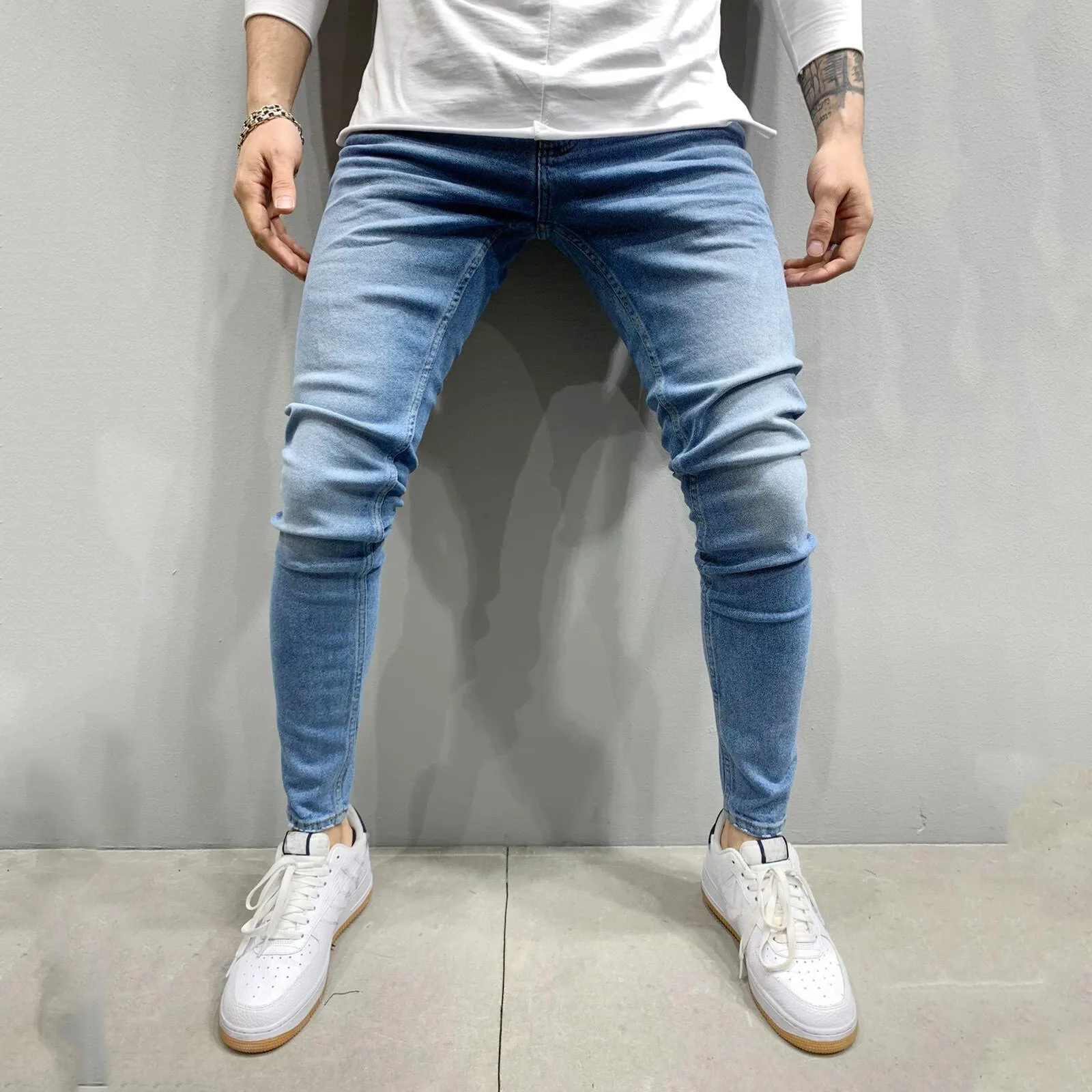 Mens Length Skin Solid Sports Casual Pants Pocket Full Fitness Bodybuilding Men's pants Pants for Men Regular Fit