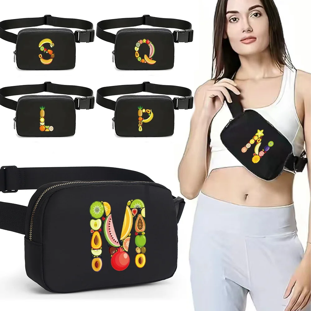 Waist Bag Women Waterproof Purse Pocket Casual Cross Bag Printing Fruit Series Adjustable Strap Sports Organizer Bags Unisex