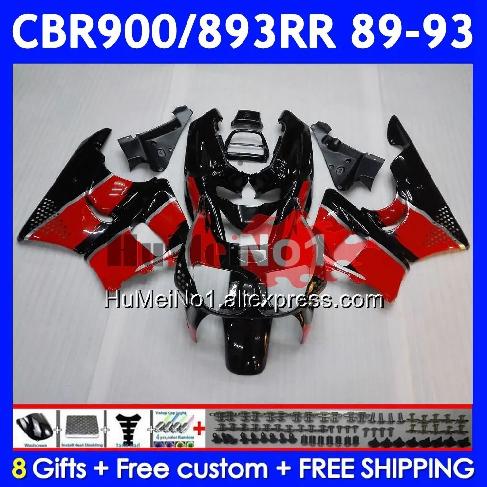 Body For HONDA CBR893RR Red black CBR 893RR 54No.11 CBR900 CBR893 RR 1989 1990 1991 1992 1993 CBR900RR 89 90 91 92 93 Fairing