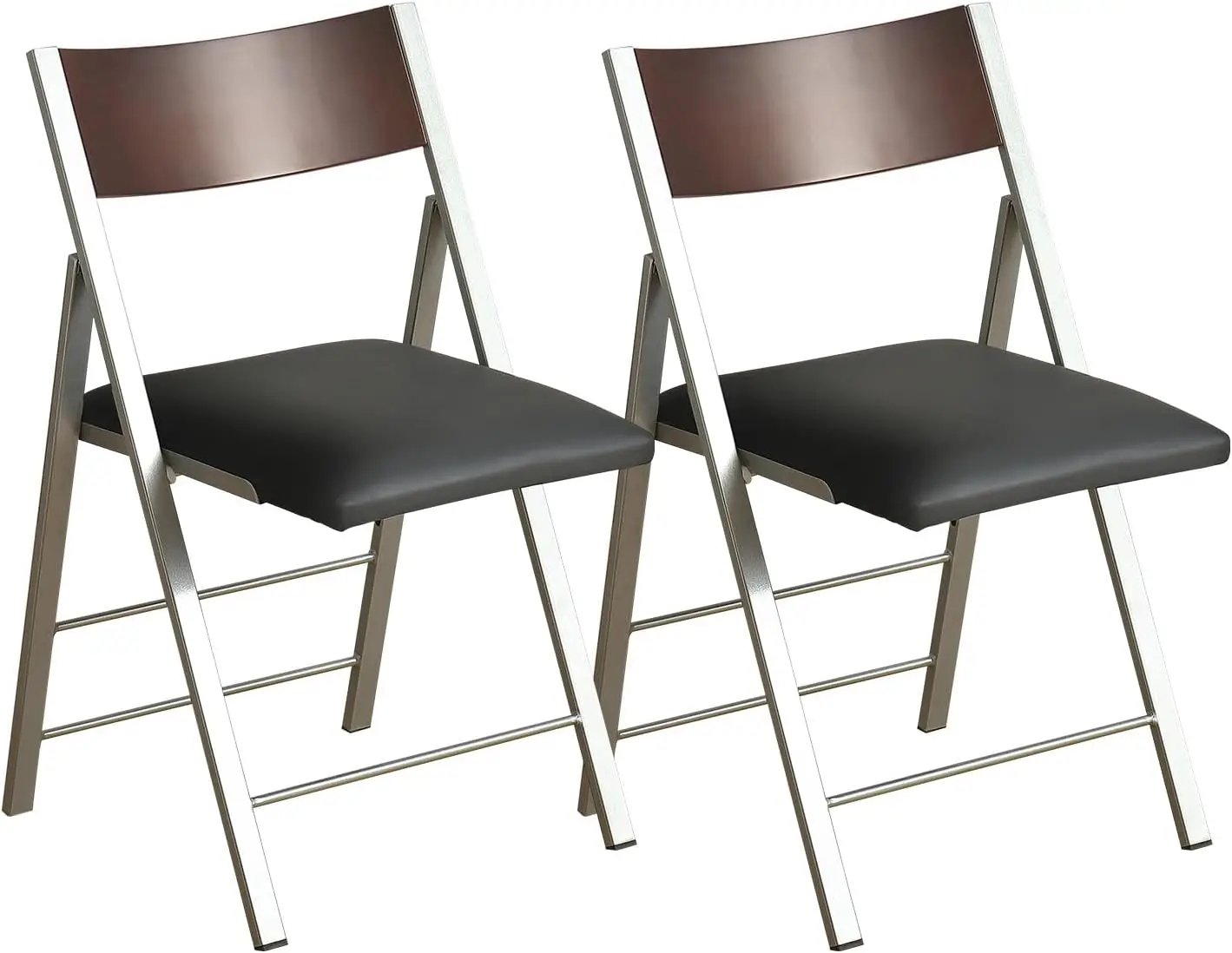 

Chairs with Cushion 2 Pack - Heavy Duty Steel Frame Foldable Dining Chairs, Waterproof Leather Indoor Outdoor Padded
