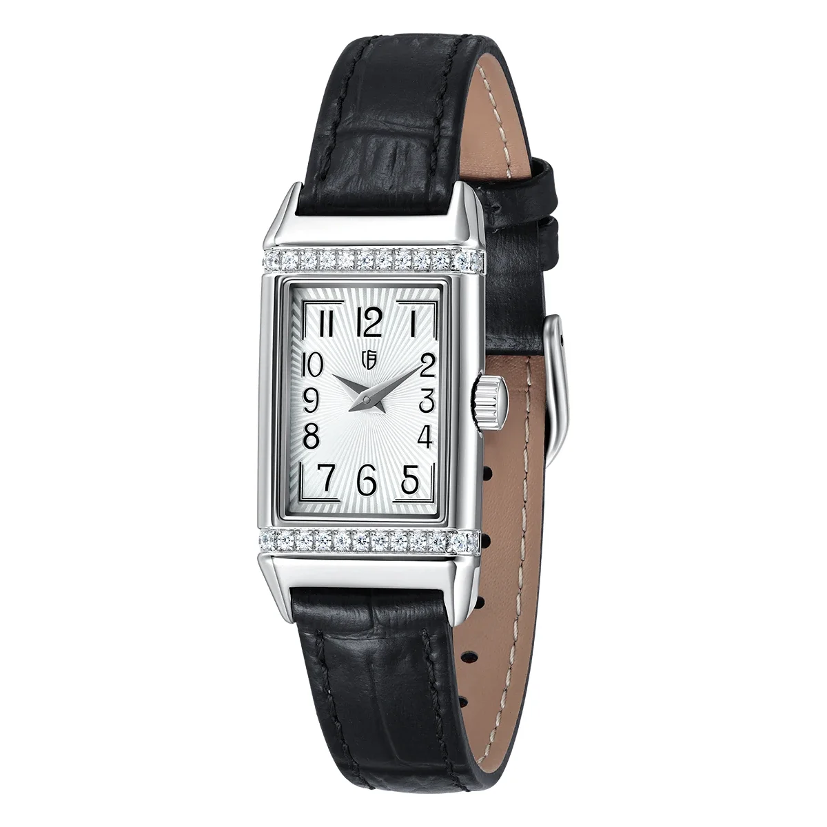 BERNY Square Watch for Women Rectangular Stainless Steel Waterproof Reverso One Quartz Wristwatch Leather Strap Ladies Watch