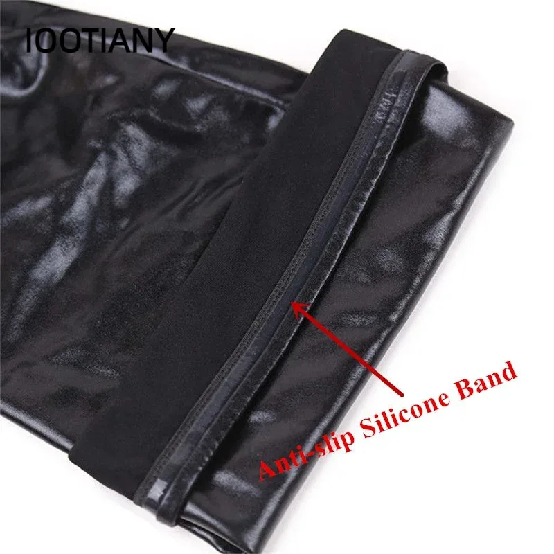 25COSGothic الشرير عودة زيبر جوارب اللاتكس نظرة الرطب بولي كلوريد الفينيل الجلود الفخذ العليا جوارب النساء مثير الملابس الداخلية الساخن القطب الرقص الجوارب