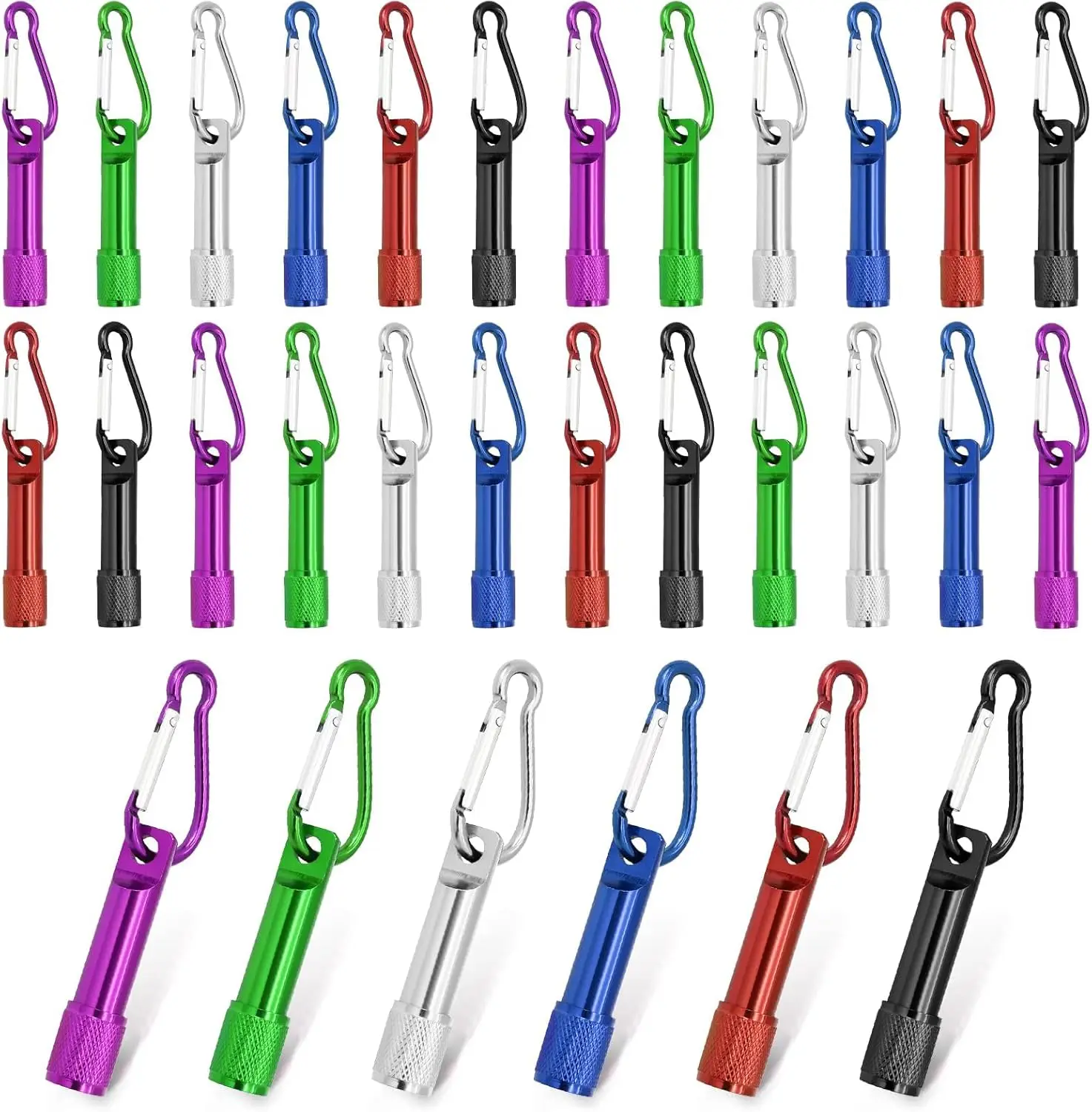 

Набор из 30 мини-брелоков-фонариков, ультра-яркие светодиодные металлические карабины для кемпинга, пеших прогулок, езды на велосипеде, наборов для выживания