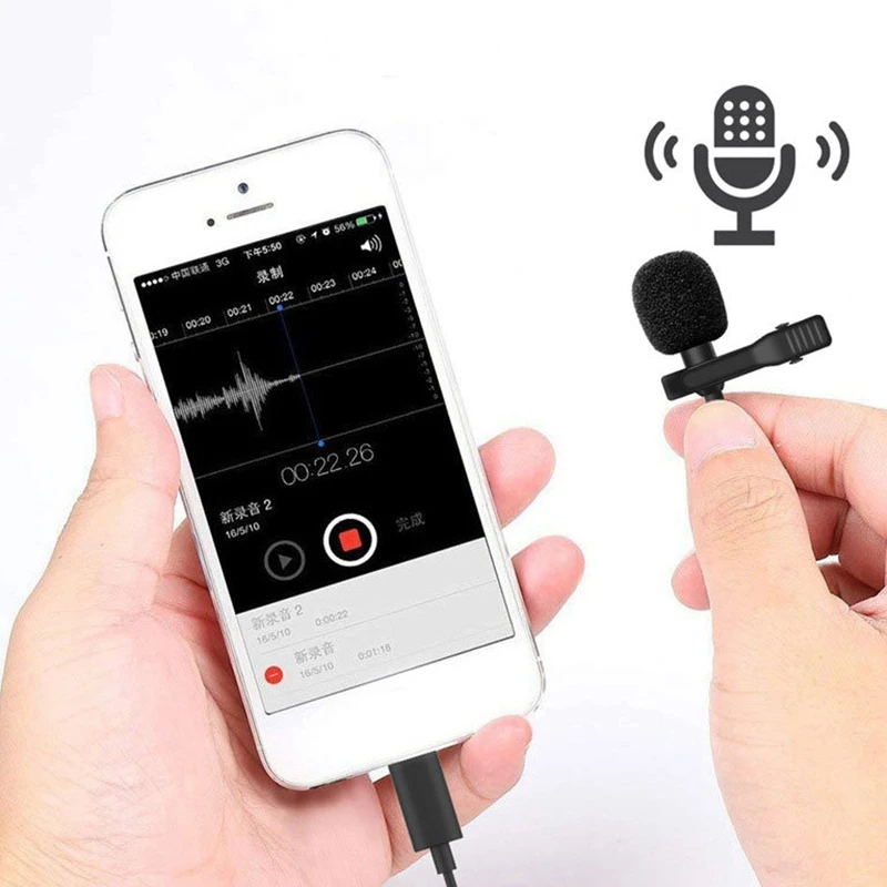 Professional Lavalier Lapel Microphone With Clip For Iphone/Recording/Interview/Video Conference/Voice Dictation