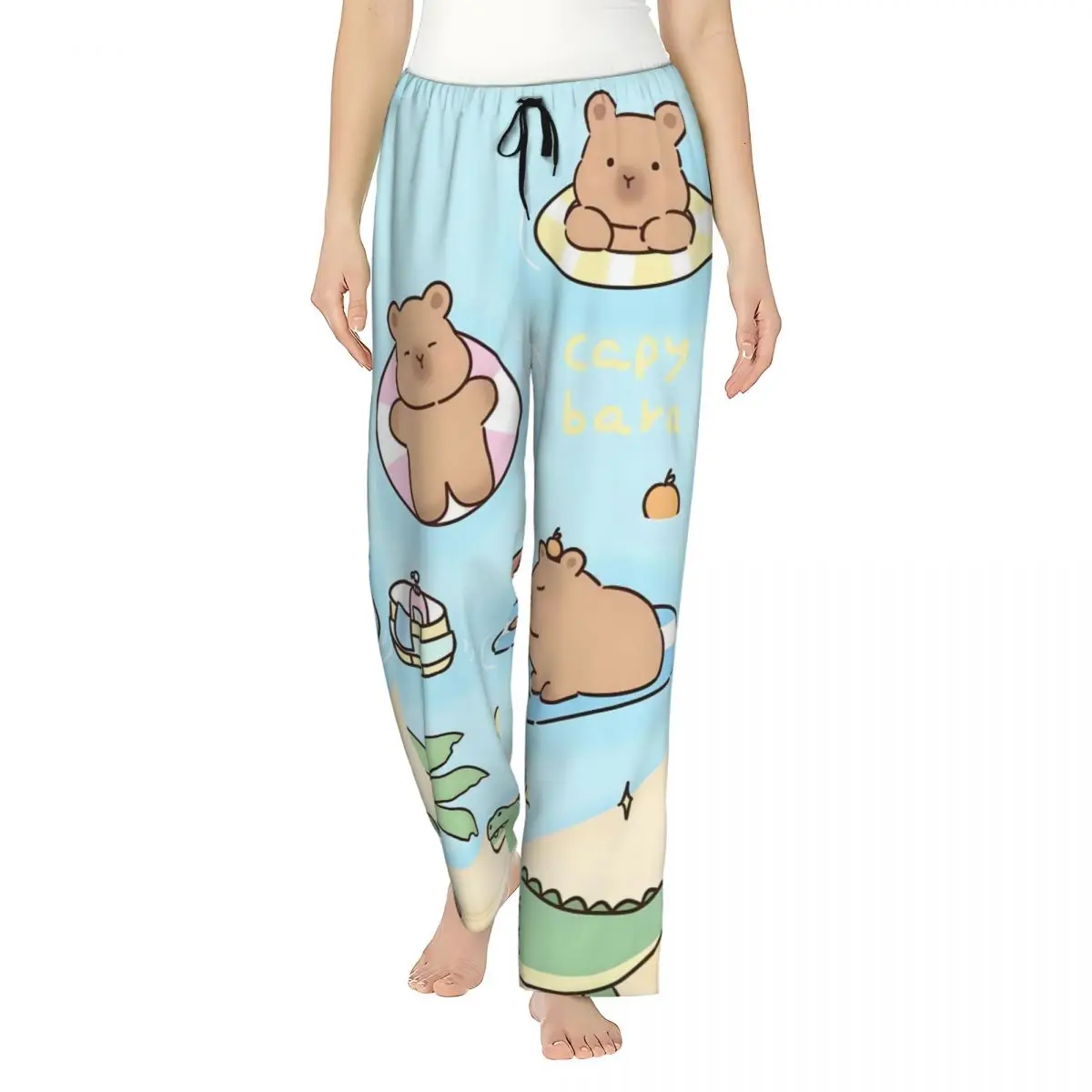 Пижамные штаны с капибарой на заказ для женщин, милая одежда для сна в стиле аниме, низ с карманами