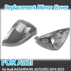 Carbon Fiber Pattern Black Side Mirror cover Caps for Audi A4 B9 Quattro Sline A5 S5 RS5 Sportback Side Assist