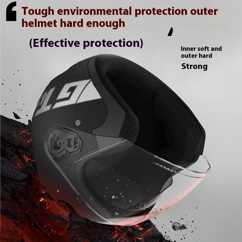 3/4 mezzo casco doppia lente casco moto elettrico uomo donna quattro stagioni universale equitazione mezzo casco Scooter casco di sicurezza