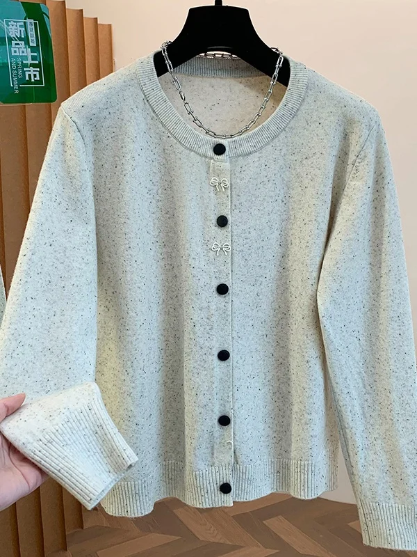 

Women's round Ne Knitwear Casual Loose Fit Long Sve Thiened Winter Faion Dot Pattern Slimming Versatile Top