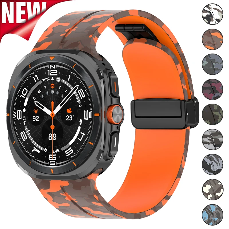 

Ремешок Камуфляжный для Samsung Galaxy Watch Ultra 47 мм, силиконовый Магнитный сменный Браслет для Galaxy Watch 7