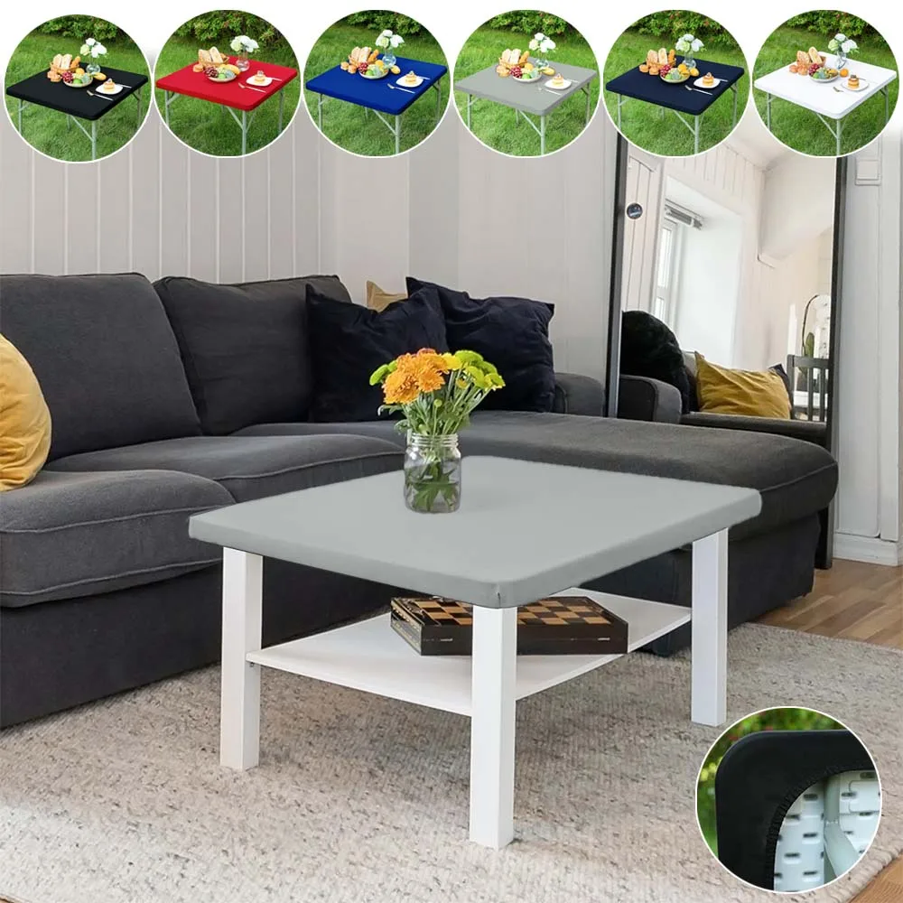 

Elastic Table Covers for 86x86cm Square Tables Stretch Spandex Fabric Washable Tablecloth for Outdoor Party Wedding Home Table
