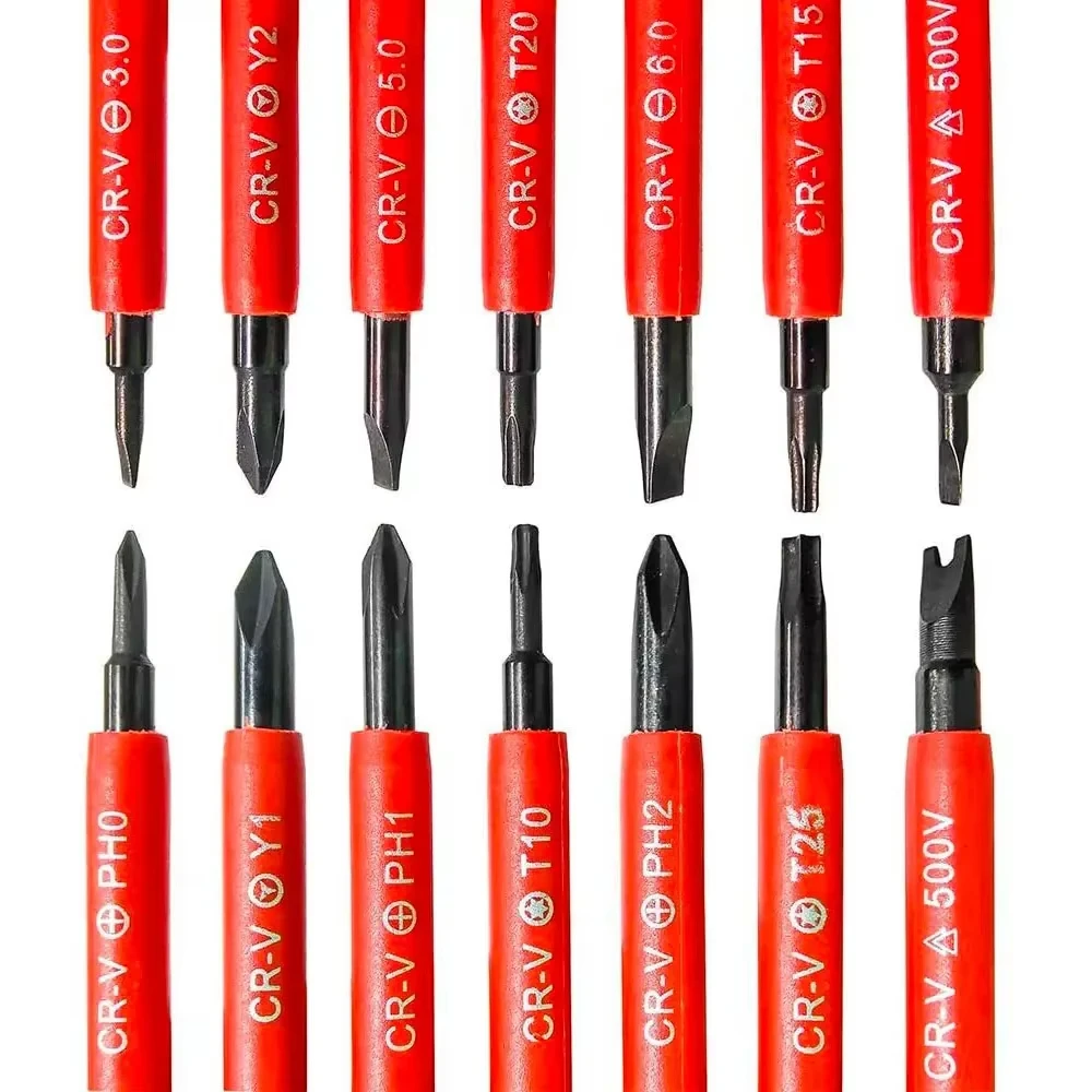 Conjunto de chave de fenda isolada, 8 peças, lâmina intercambiável, eixos de aço cr-v, kit de ferramentas de reparo para eletricista, alça ergonômica tpr