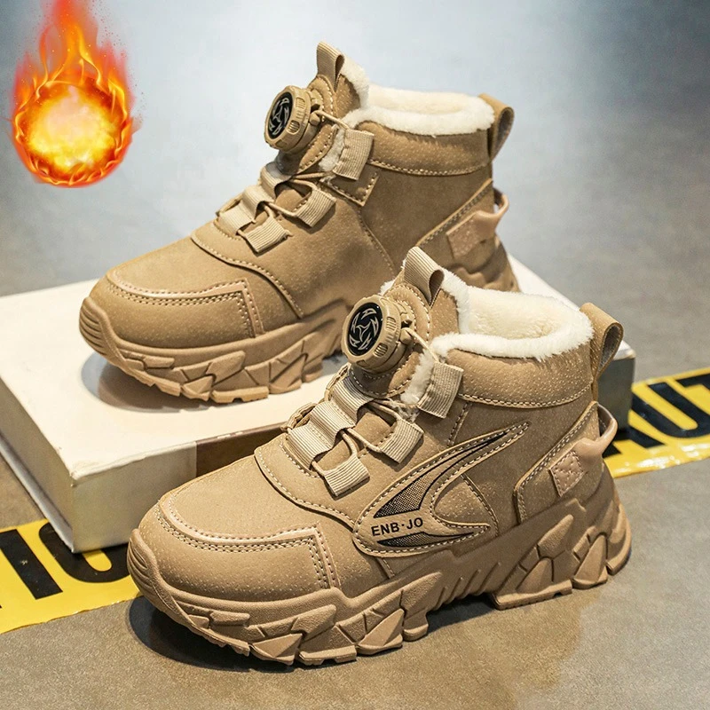 

Winter Cotton Sneakers for Kids Warm Plush Ankle Boots Children Casual Hiking Sports Shoes Fashion Cotton Shoes for Boys Girls