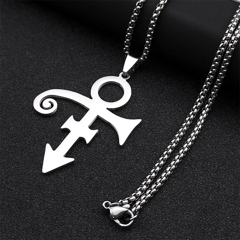 RIP Memorial Symbol Love Logo Steampunk Stainless Steel Necklace Women The Minimalism Artist Love Symbol Prince Necklace Jewelry