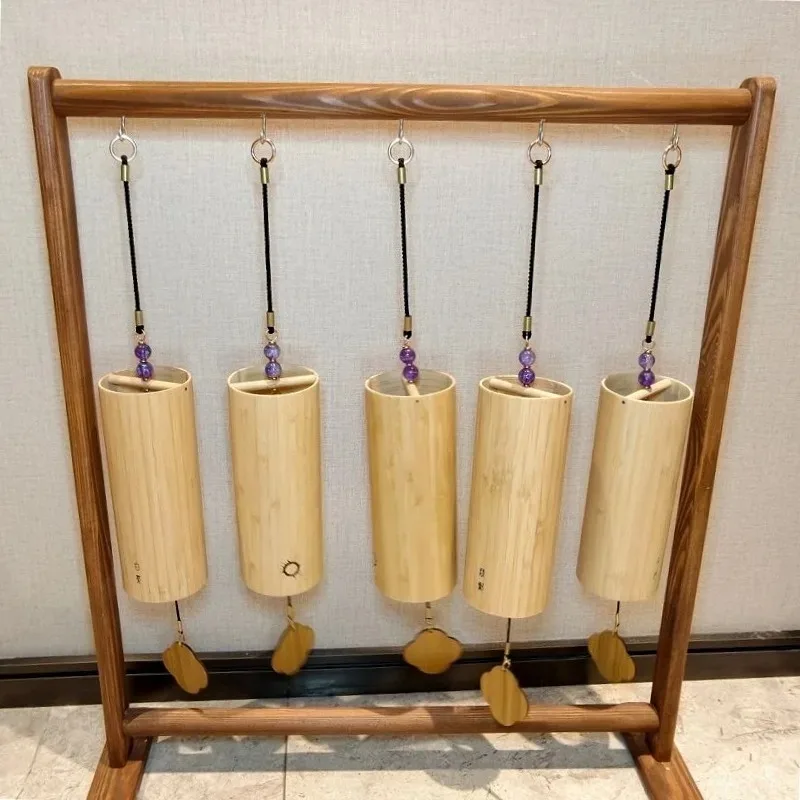 Natural Bamboo Wind Chimes Meditation Music Wind Chime Instrument Bell Percussion Sound Healing Home Decoration Handmade Gift