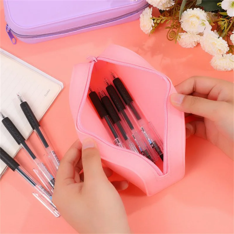 Fashionable Silicone Pencil Case Student Large Capacity Candy Colored Pencil Case Creative And Minimalist Stationery Pen