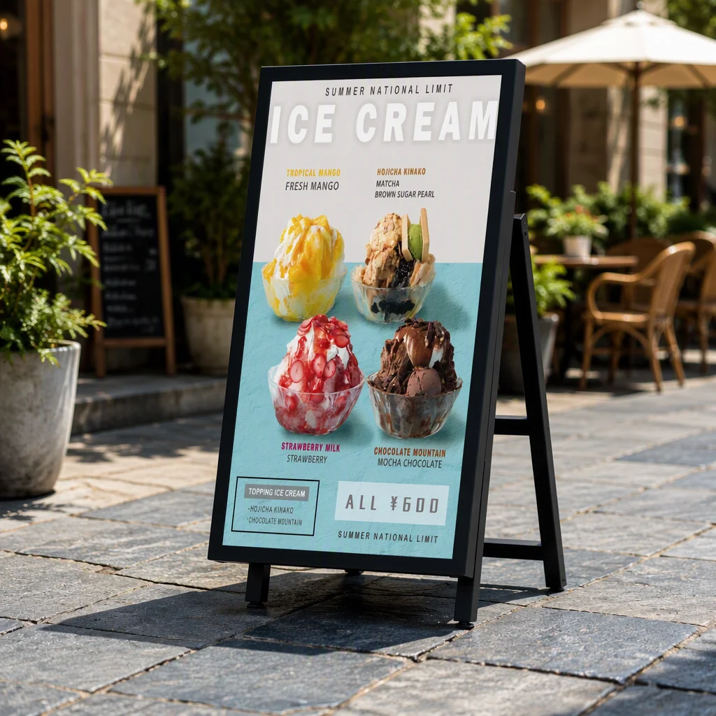 Battery-powered outdoor LED digital signage player, removable LCD advertising display, outdoor digital poster (OEM)