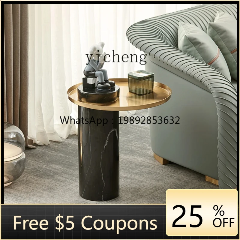 

BJ4-9 Light Luxury Minimalist Side Table Creative Corner Table Modern Minimalist Antique Copper Small Coffee Table