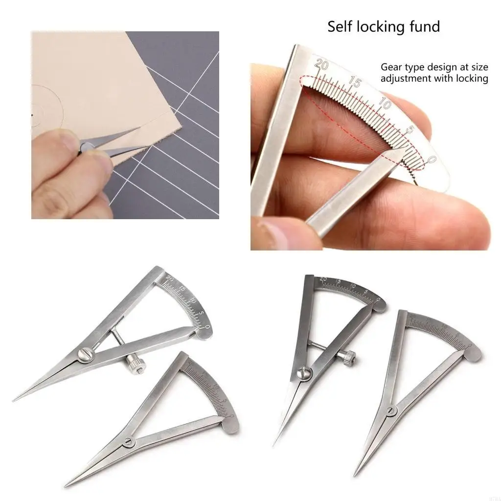 

97BA Stainless Steel Leather Divider Rotatable Crimping Wing Dividers Scratches for DIY Hand Made Crafts Decoration Supplies