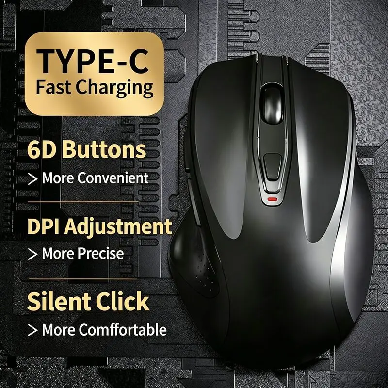 Bluetooth Dual Mode Rechargeable Wireless Office Mouse Ergonomic Side Button Design DPI800-2400 Lightweight Long Battery Life PC