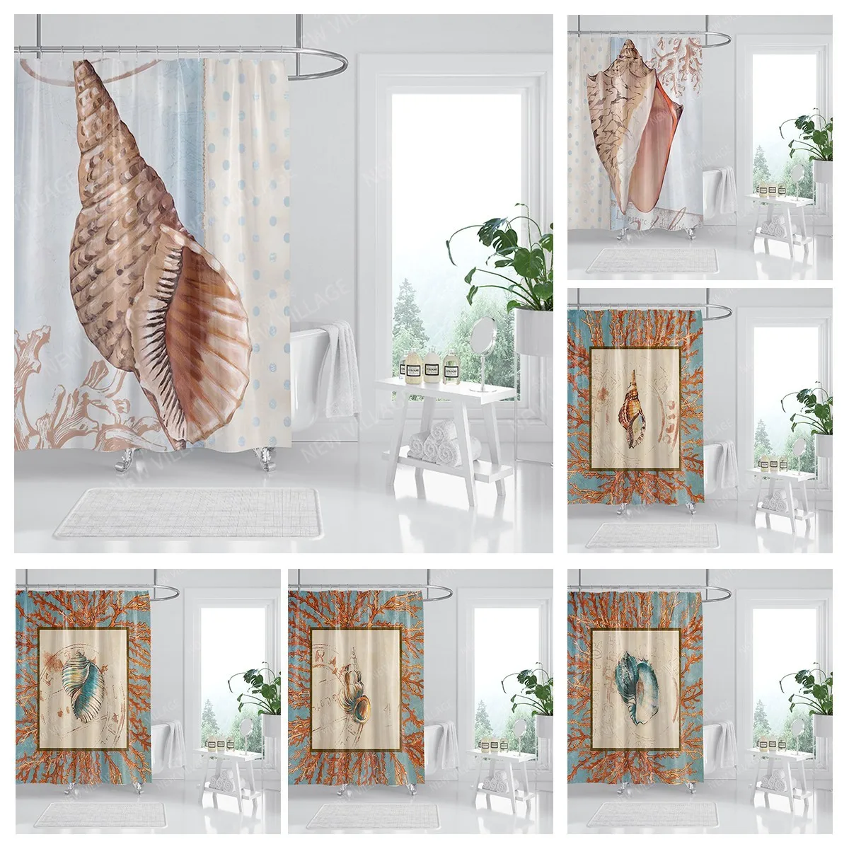 Home waterproof fabric bathroom curtain accessories 90x200 shower shower curtain 240 * 200 Atlantis style shower curtain