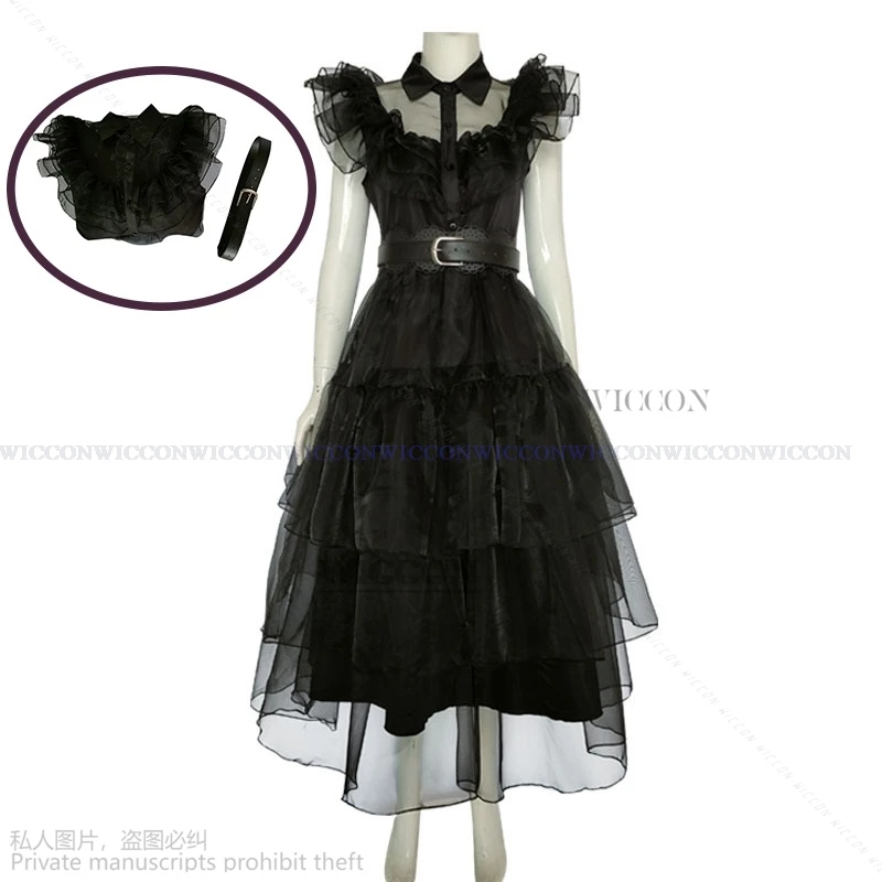 Addams Family Princess Dress Halloween Performance Women Costume Processing Customized Adams Dress Cos Costume Gothic