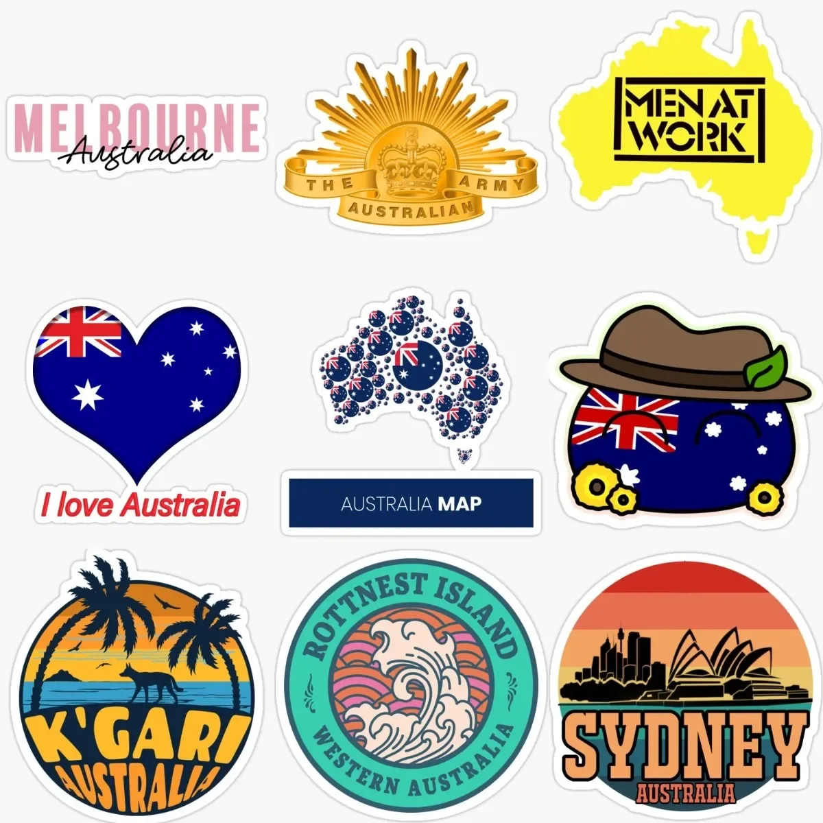 

AUS Australia Flag Map Emblem Kangaroo Creative PVC Sticker for Decorate Wall Car Window Bicycle Bumper Decal Accessories
