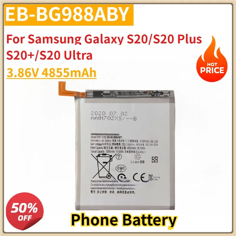 

Новый аккумулятор для мобильного телефона 3,86 В 4855 мАч EB-BG988ABY EB-BG980ABY EB-BG985ABY для Samsung Galaxy S20/S20 Plus S20+/S20 Ultra