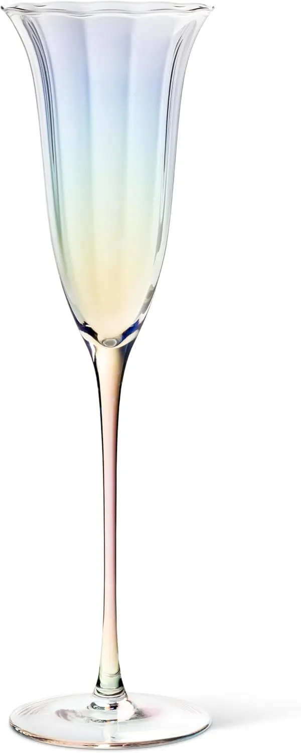 

Tulip Slender Champagne Flute - Optic Glass, Lustre, 10' H (5oz)
