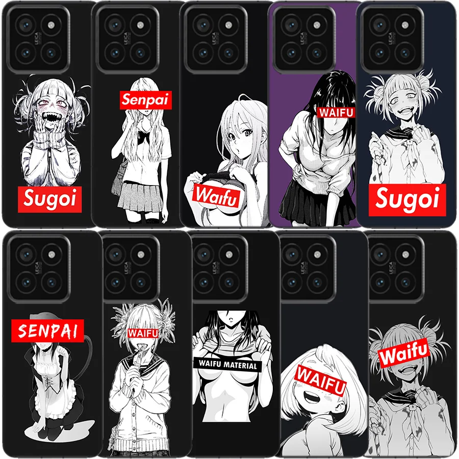 Sugoi Senpai Anime Waifu Clear Phone Case For Xiaomi Poco X6 X5 Pro X4 X3 NFC F4 GT F6 F5 F3 M5 M5S M4 M3 Pro F2 F1 TPU Pattern