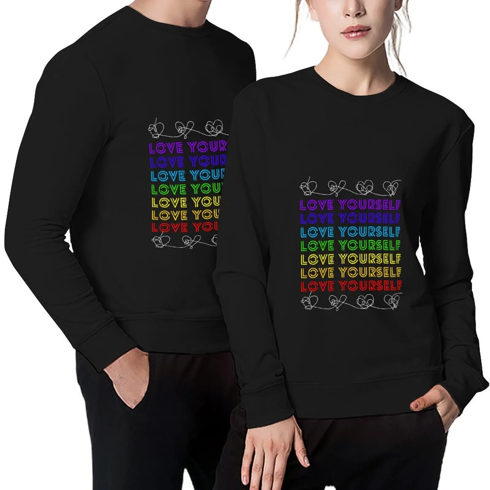 

Love yourself rainbow hearts design Pullover korean clothes anime clothes clothes for men men clothing hoody