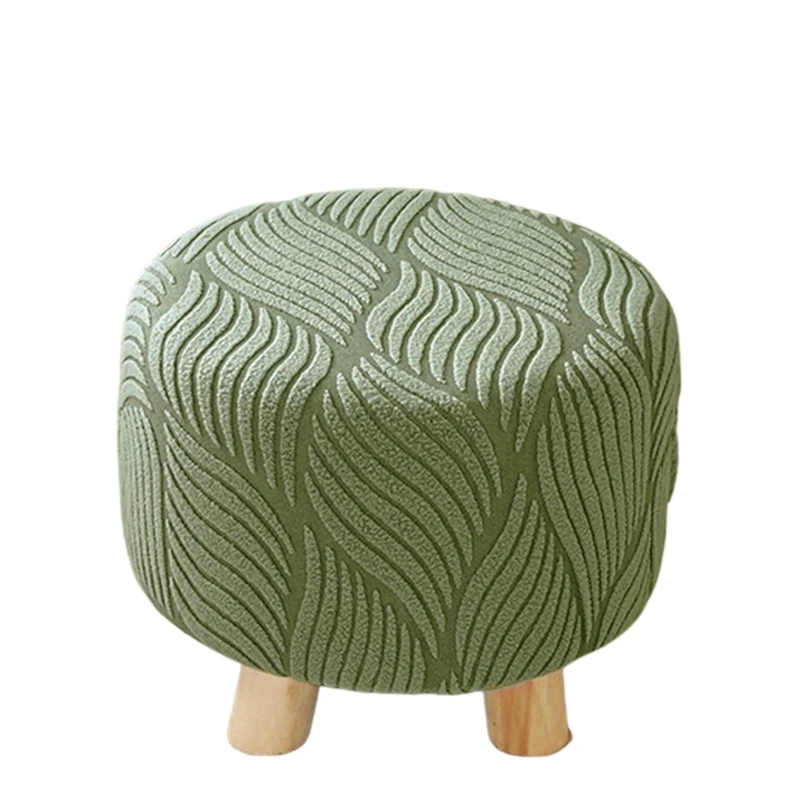 Stretch Round Foot Stool Slipcovers, Soft Textured Ottoman Covers for Home Seats D0UB