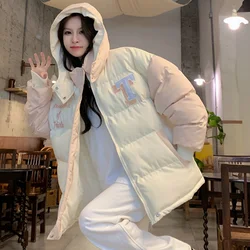 Blue Down Jacket Women Coat Hooded Fashion American Pink Streetwear Y2K Duck Down Feather 2024 NEW Female Winter Short Outwear