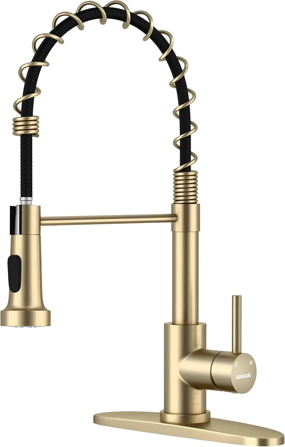 High-Arc Pull-Down Kitchen Faucet with 2-Mode Sprayer in Gold