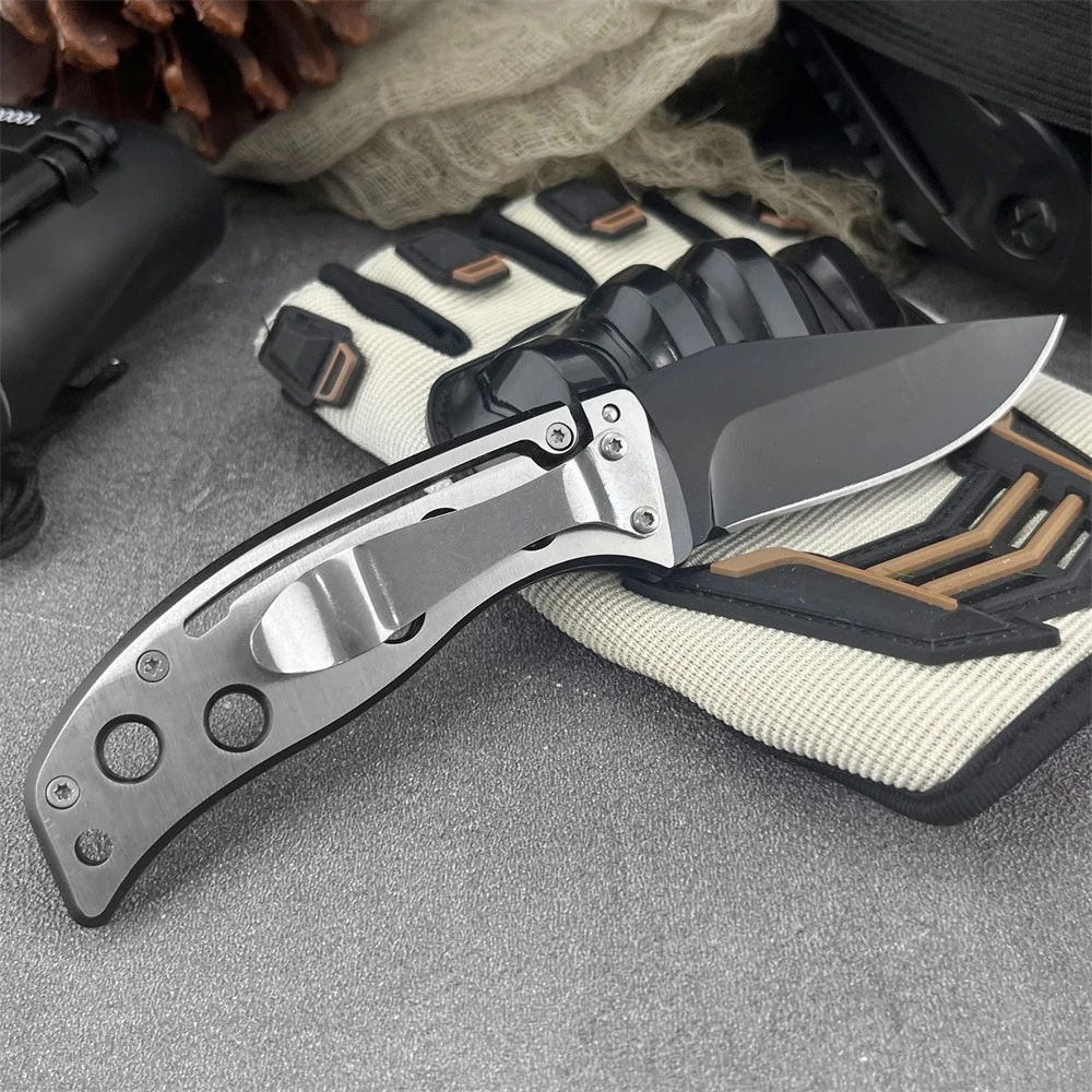 블랙 스틸 핸들 폴딩 나이프 이미지