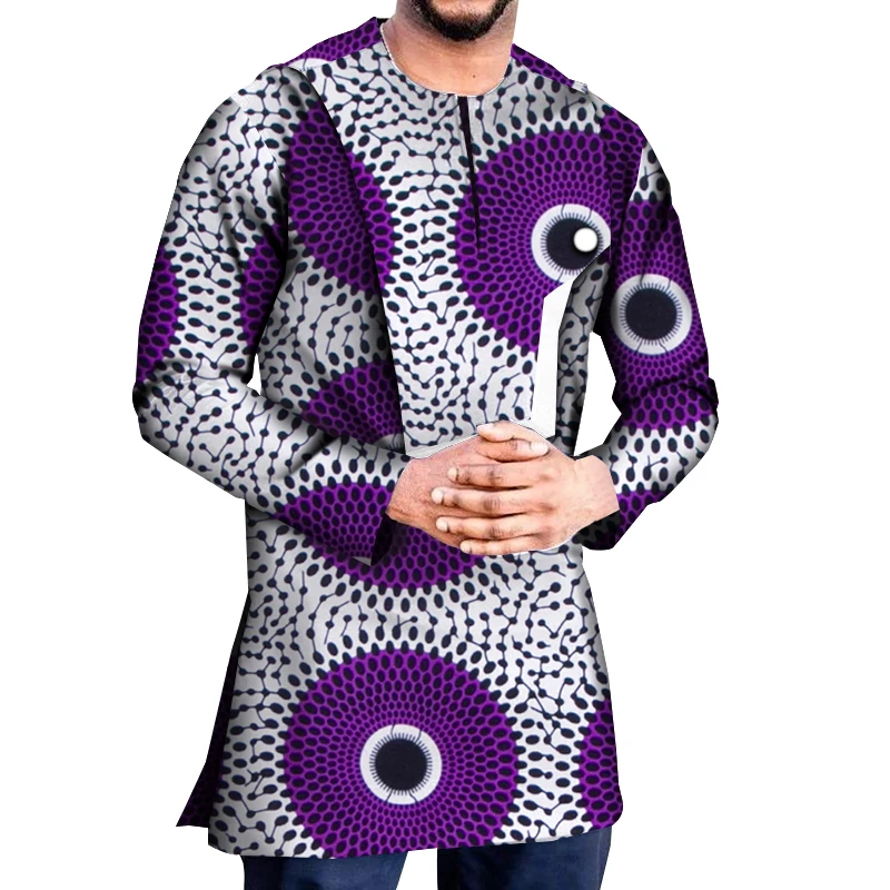 

African Shirt for Men Long Sleeve African Dashiki Shirt African Print Men's Cotton Shirts Tops African Clothes WYN1222