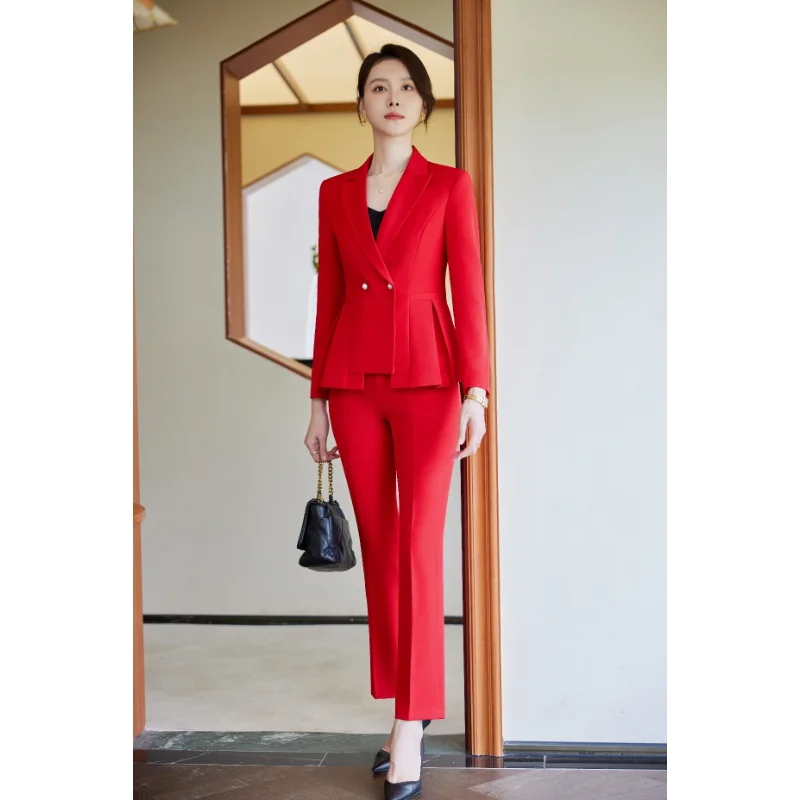 

2024Beautiful and Fashionable Office Professional Women's Autumn and Winter Set Showcases Female Charm